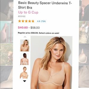 Wacoal Basic Beauty Spacer Underwire T-Shirt Bra